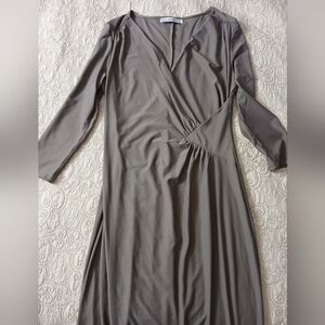Signature Collection Gray Faux Wrap Dress Size M